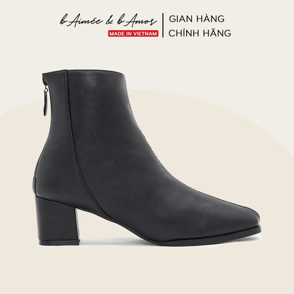 Boot nữ cổ thấp 5p Casual Ankle Boots lót lông da mờ da lộn gót vuông cao gót bAimée & bAmor - MS1711