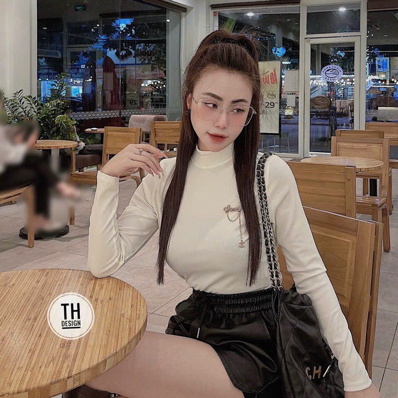Áo thun nữ dài tay cổ 3 Cm Minchi chất thun tăm Hàn đanh đẹp