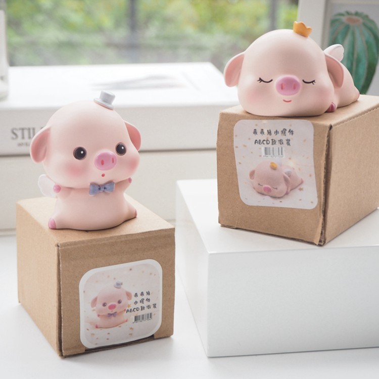 Phụ Kiện Trang Trí Ô Tô Set 6 Heo Dễ Thương Decor Taplo Xe Hơi Oto Chất Liệu Thạch Cao Bóng Cao Cấp Giá Rẻ