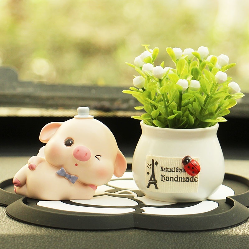 Phụ Kiện Trang Trí Ô Tô Set 6 Heo Dễ Thương Decor Taplo Xe Hơi Oto Chất Liệu Thạch Cao Bóng Cao Cấp Giá Rẻ