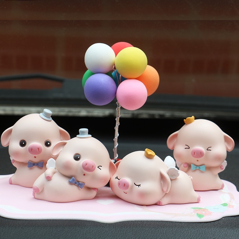 Phụ Kiện Trang Trí Ô Tô Set 6 Heo Dễ Thương Decor Taplo Xe Hơi Oto Chất Liệu Thạch Cao Bóng Cao Cấp Giá Rẻ