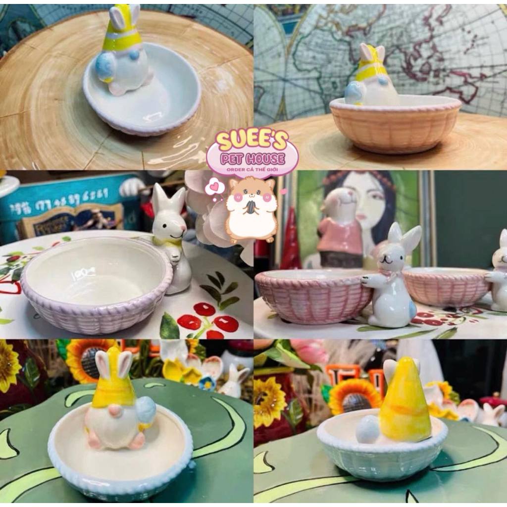 〖ORDER〗Bát Ăn Sứ Thỏ Dễ Thương Cho Hamster