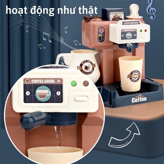 Đồ chơi bán hàng cho bé, mô phỏng máy pha cà phê có pin đèn âm thanh hấp dẫn bộ quà tặng bé trai bé gái
