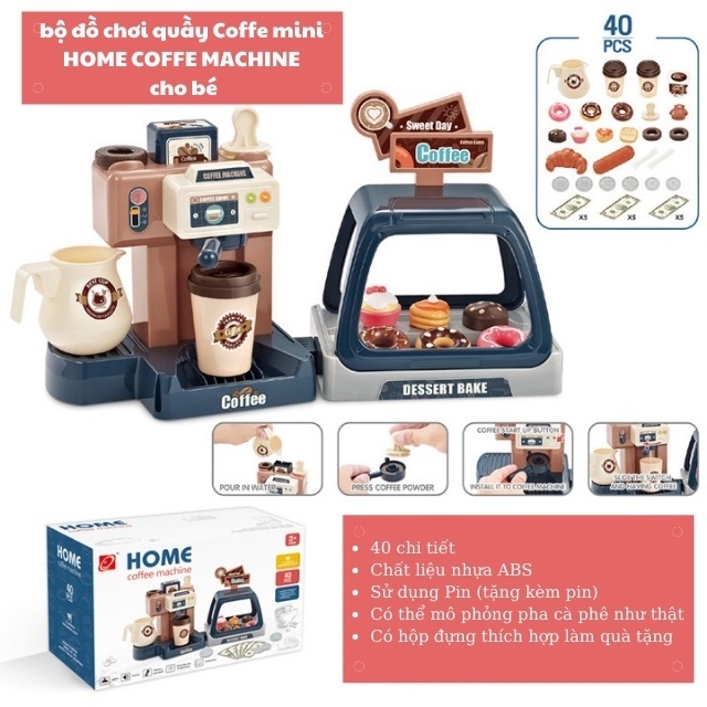 Đồ chơi bán hàng cho bé, mô phỏng máy pha cà phê có pin đèn âm thanh hấp dẫn bộ quà tặng bé trai bé gái