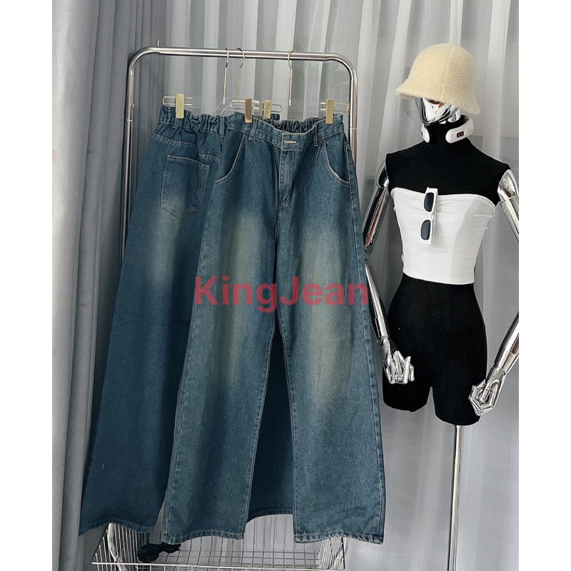Quần Jeans Suông Lưng Thun Bigsize từ 55 đến 90kg MS71 Thời Trang KingJean