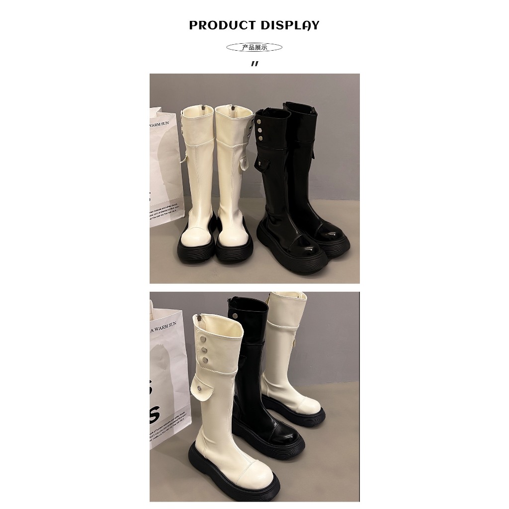 ORDER - Giày boost cao phối khuy cá tính dành cho nữ