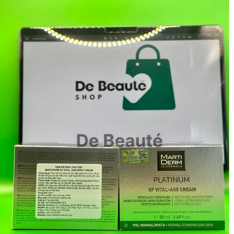 Bộ Kem Dưỡng Ngày/ Đêm Giúp Phục Hồi Hỗ Trợ Giảm Mụn & Trẻ Hóa Da - MartiDerm Platinum GF Vital Age Cream