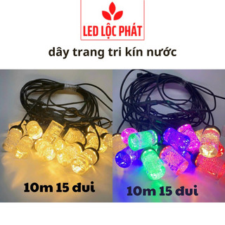 Dây 10m 15 bóng trang trí noel tết, dây led chớp nháy kín nước