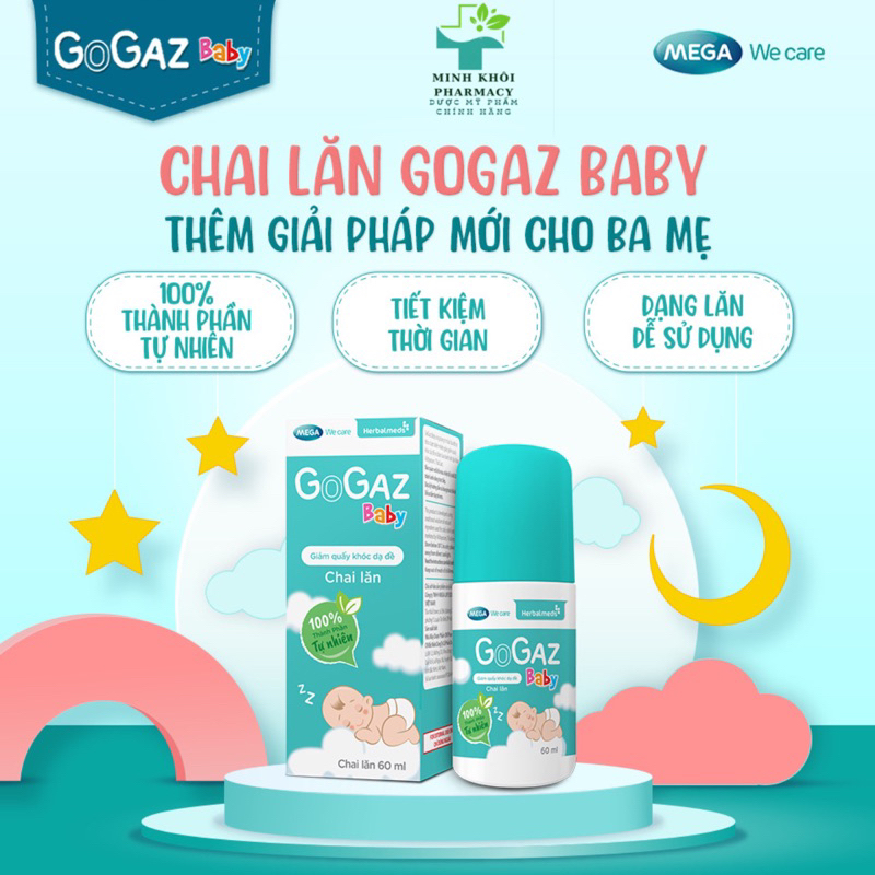 Chai lăn giảm đầy hơi, quấy khóc cho trẻ sơ sinh Mega We Care Gogaz Baby -Chính Hãng
