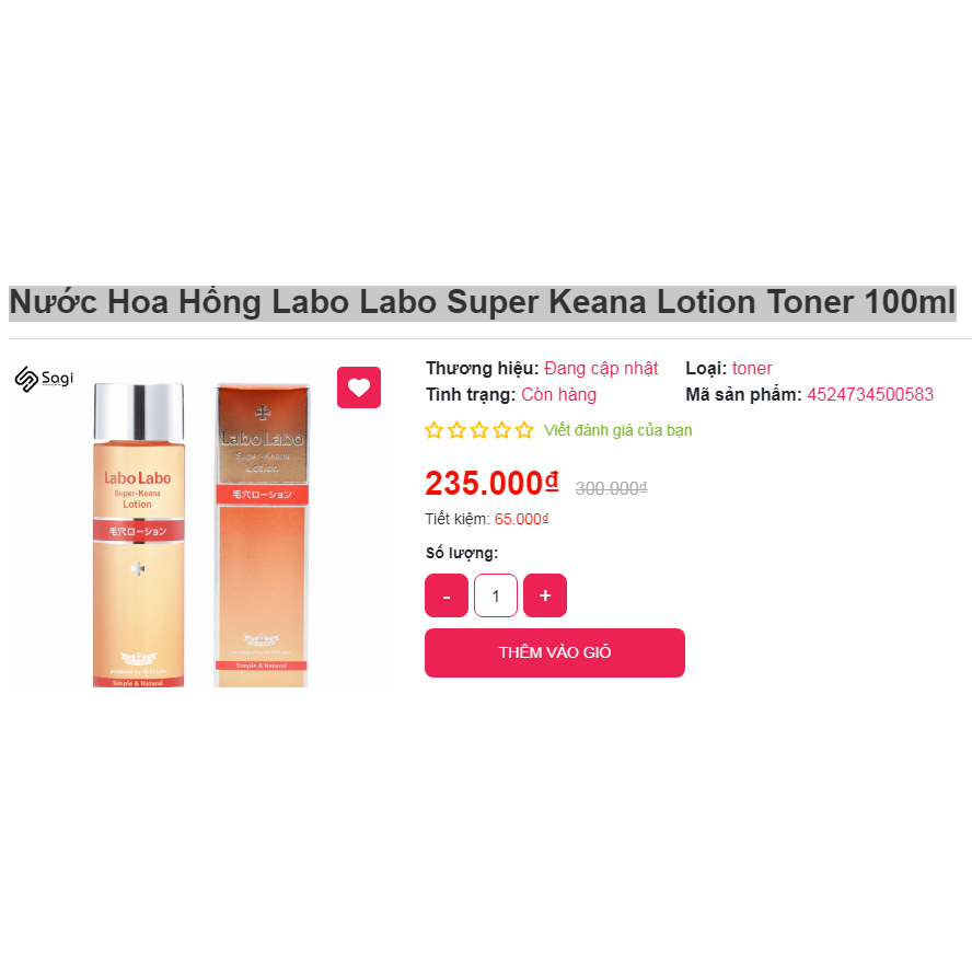 Nước Hoa Hồng Labo Labo Super Keana Lotion Toner 100ml