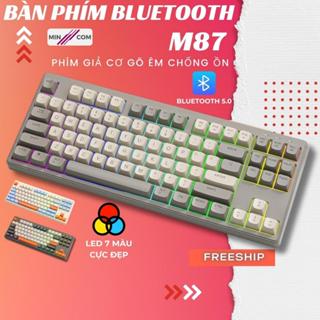 Bàn Phím Không Dây Bluetooth MinCom Giả Cơ Ziyoulang M87 Led Cầu Vồng Cực Đẹp, 87 Phím, Pin Sạc, Phím PBT Cao Cấp