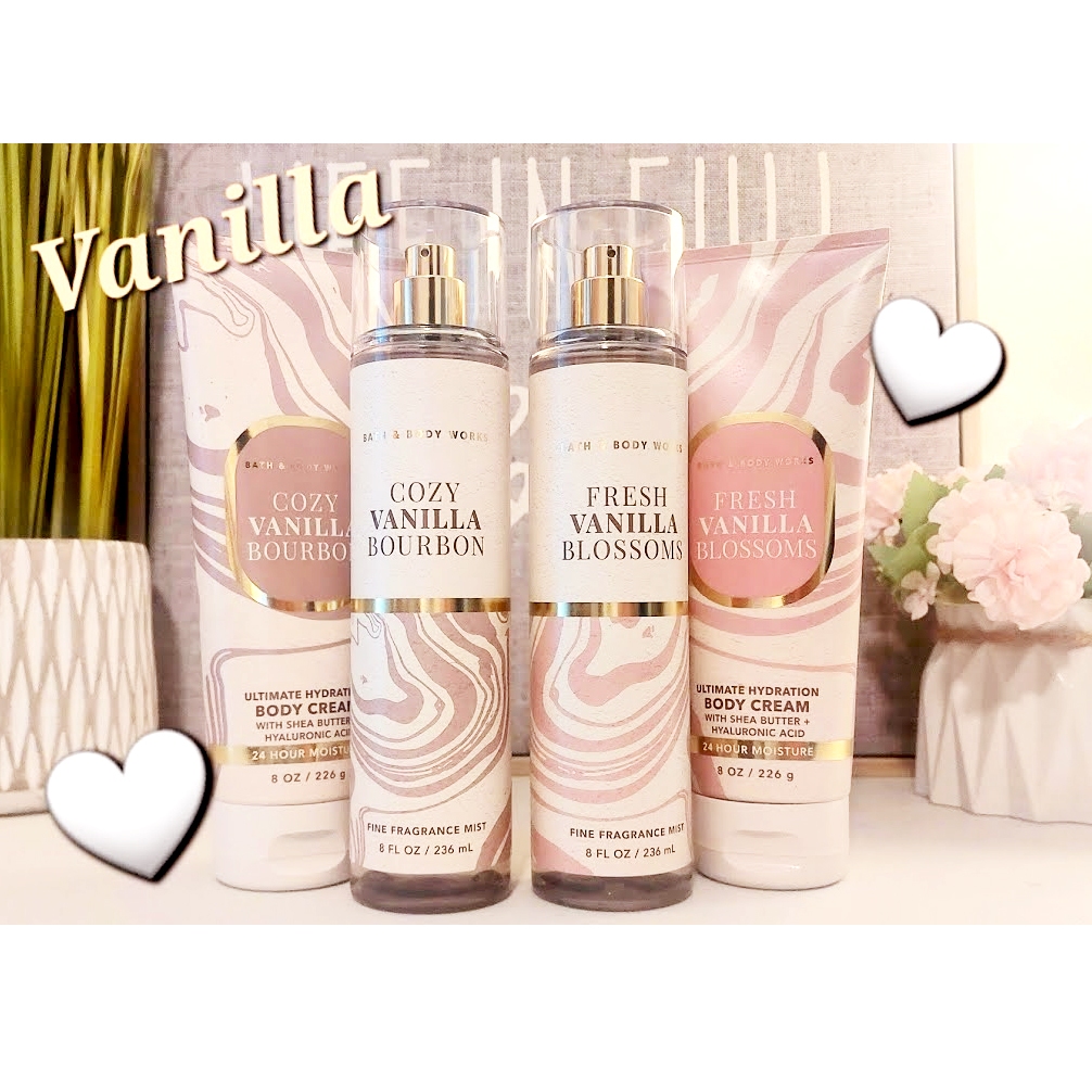 BST SOFT LIVING VANILLA | Xịt Thơm Nước Hoa Bath & Body Works Body Mist - Cozy Vanilla Bourbon | Fresh Vanilla Blossom