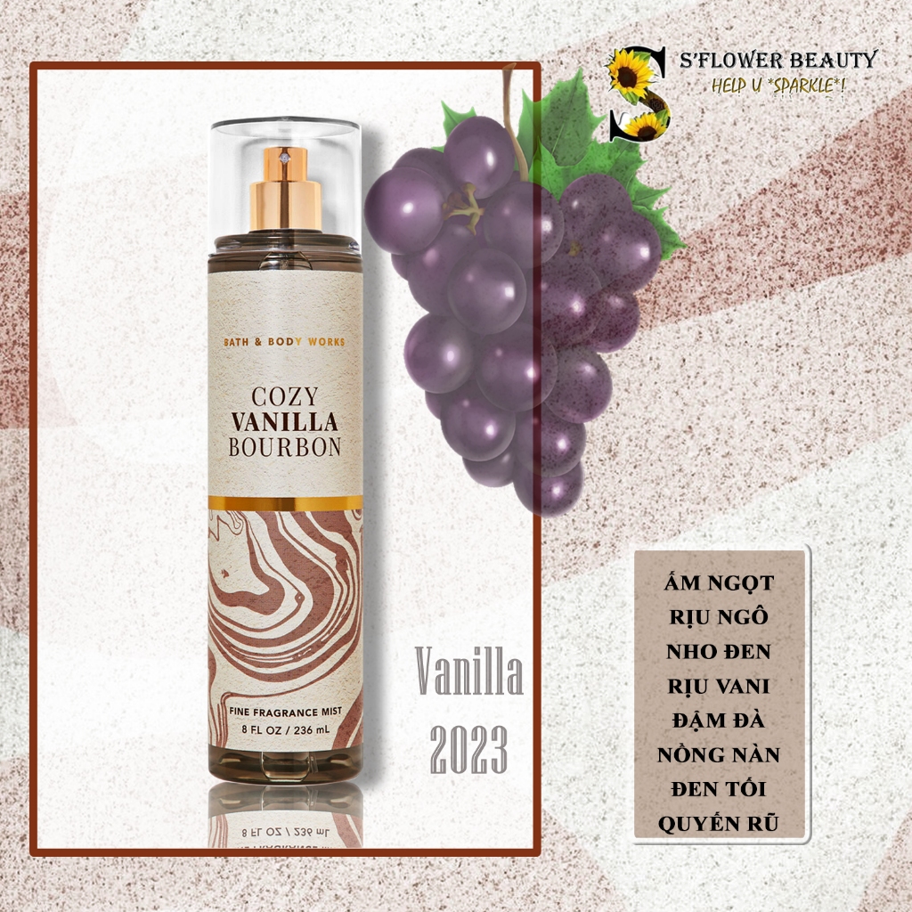 BST SOFT LIVING VANILLA | Xịt Thơm Nước Hoa Bath & Body Works Body Mist - Cozy Vanilla Bourbon | Fresh Vanilla Blossom