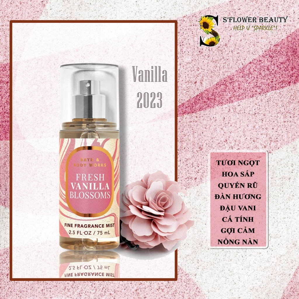 BST SOFT LIVING VANILLA | Xịt Thơm Nước Hoa Bath & Body Works Body Mist - Cozy Vanilla Bourbon | Fresh Vanilla Blossom