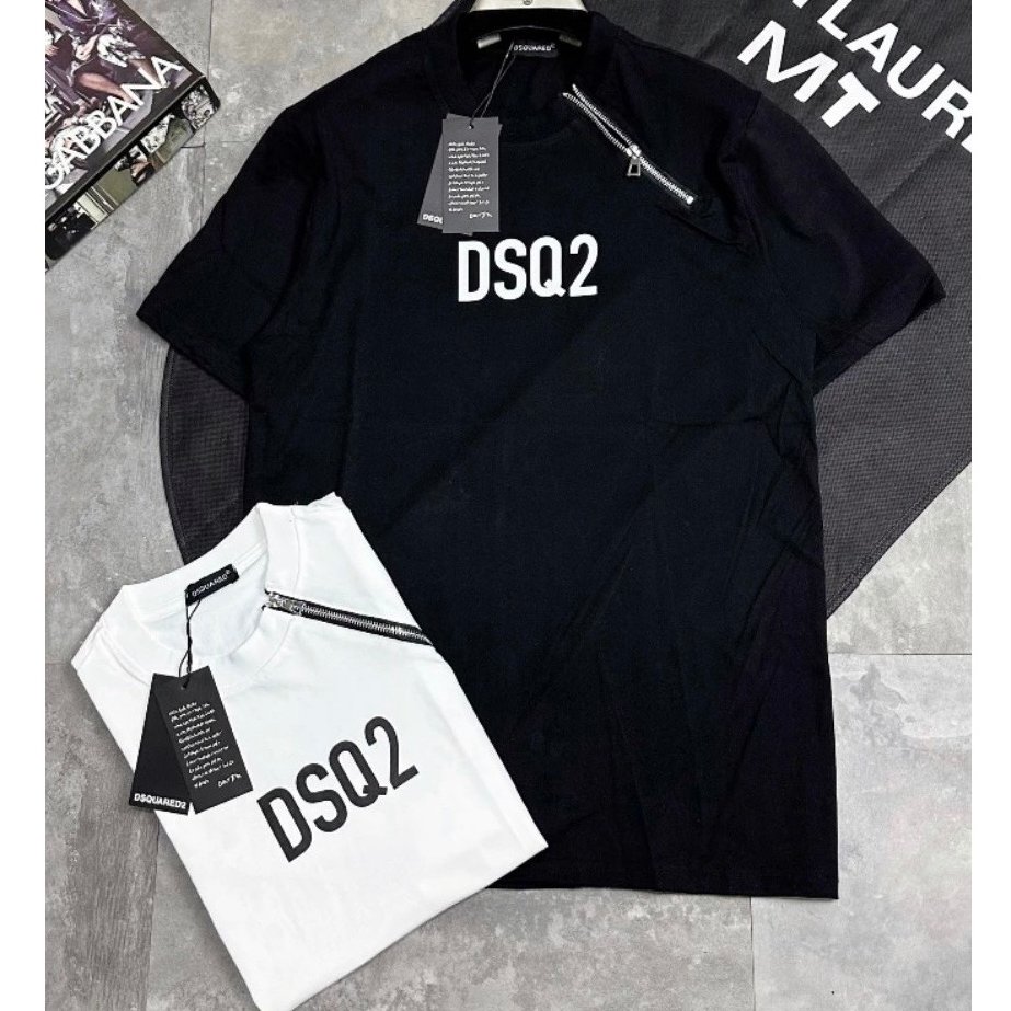 Áo phông DSQ mix khóa kéo form rộng siêu ngầu chất cotton dày mịn boy phố