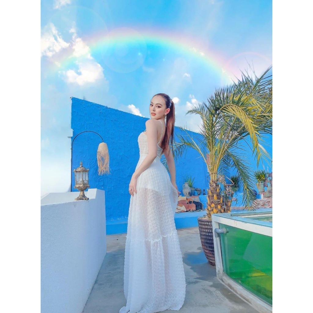 THANH LÝ  - Maxi 2 dây trắng vải bi