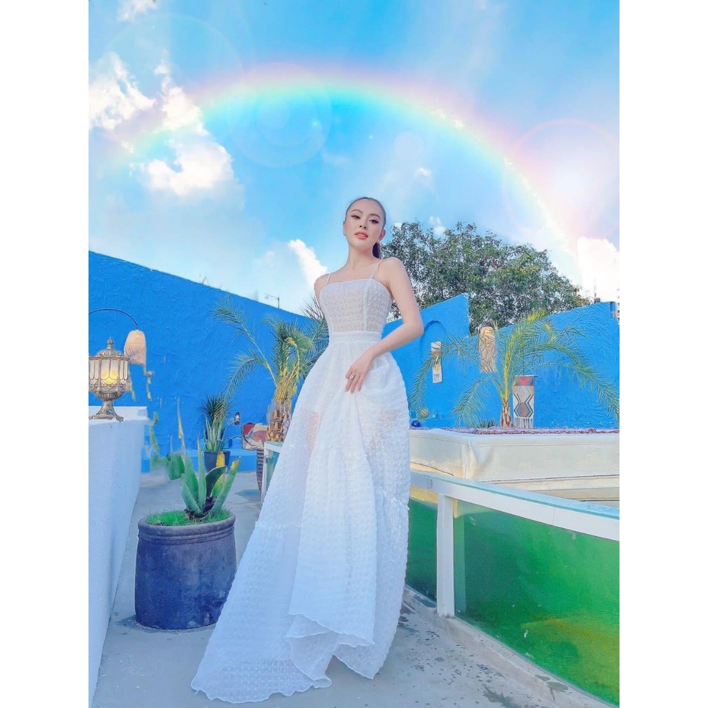 THANH LÝ  - Maxi 2 dây trắng vải bi