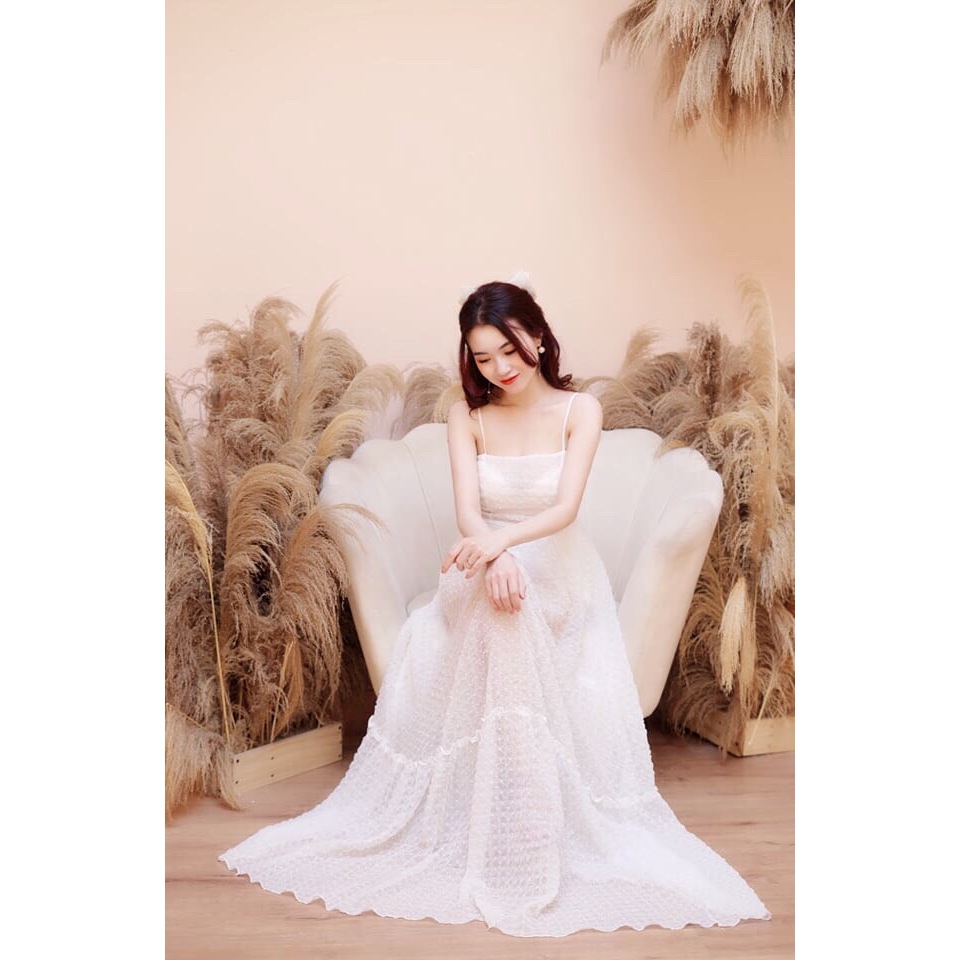 THANH LÝ  - Maxi 2 dây trắng vải bi