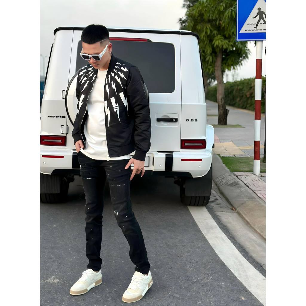 Áo khoác Bomber tia sét AN32 chất nỉ bóng 2 lớp lót lụa năng động trẻ trung