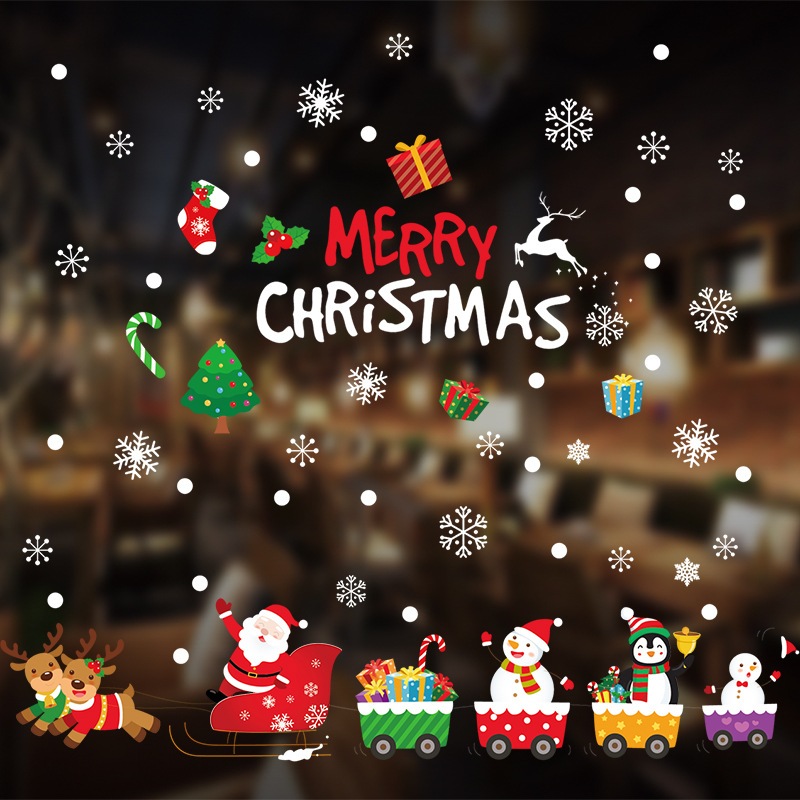 Decal noel 5460 size to sẵn keo in 2 mặt dán kính, dán tường trang trí noel giáng sinh