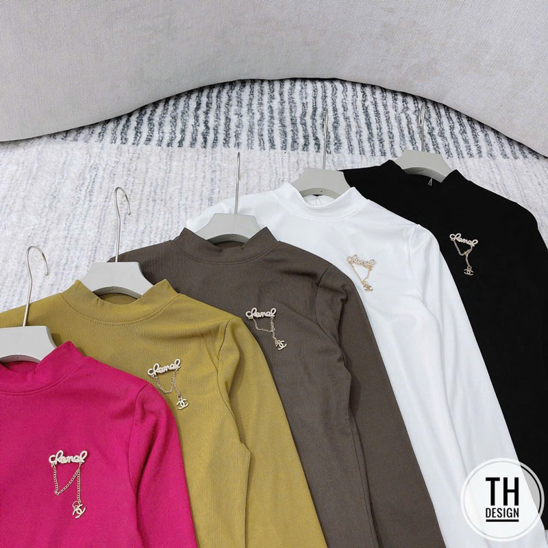 Áo thun nữ dài tay cổ 3 Cm Minchi chất thun tăm Hàn đanh đẹp