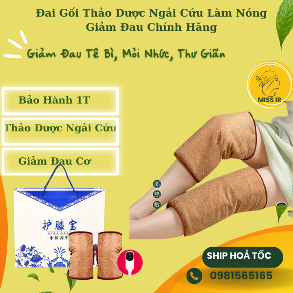 Đai khớp gối thảo dược làm nóng điều chỉnh 3 mức nhiệt hỗ trợ điều trị đau