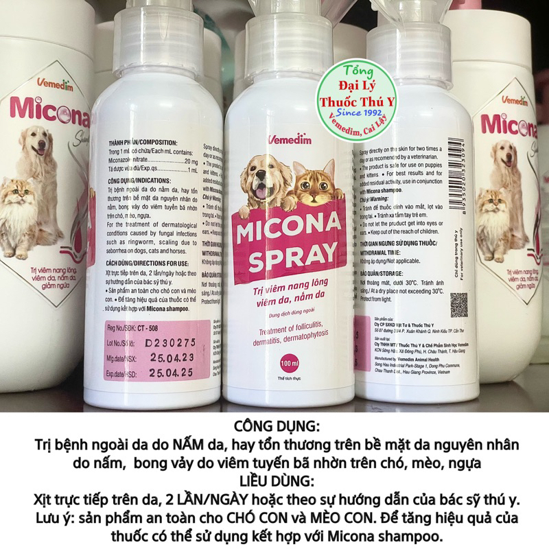 Micona Sữa tắm nấm da, viêm da, siêu thơm cho chó mèo