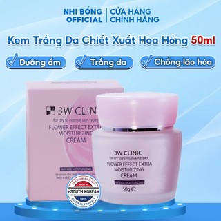 Kem Trắng Da Dưỡng Ẩm Chống Lão Hóa Chiết Xuất Từ Hoa Hồng 3w Clinic Hàn Quốc 50ml Giúp Da Trắng Sáng Mềm Mịn Tự Nhiên