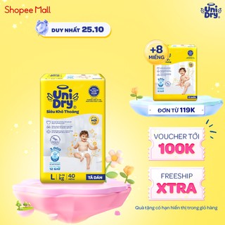 [MẪU MỚI] Tã dán UniDry Siêu khô thoáng gói Jumbo mới size S54/M46/L40/XL38