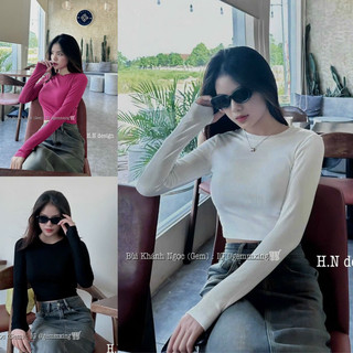 Áo croptop dài tay chất thun gân nữ hàng đẹp siêu hot
