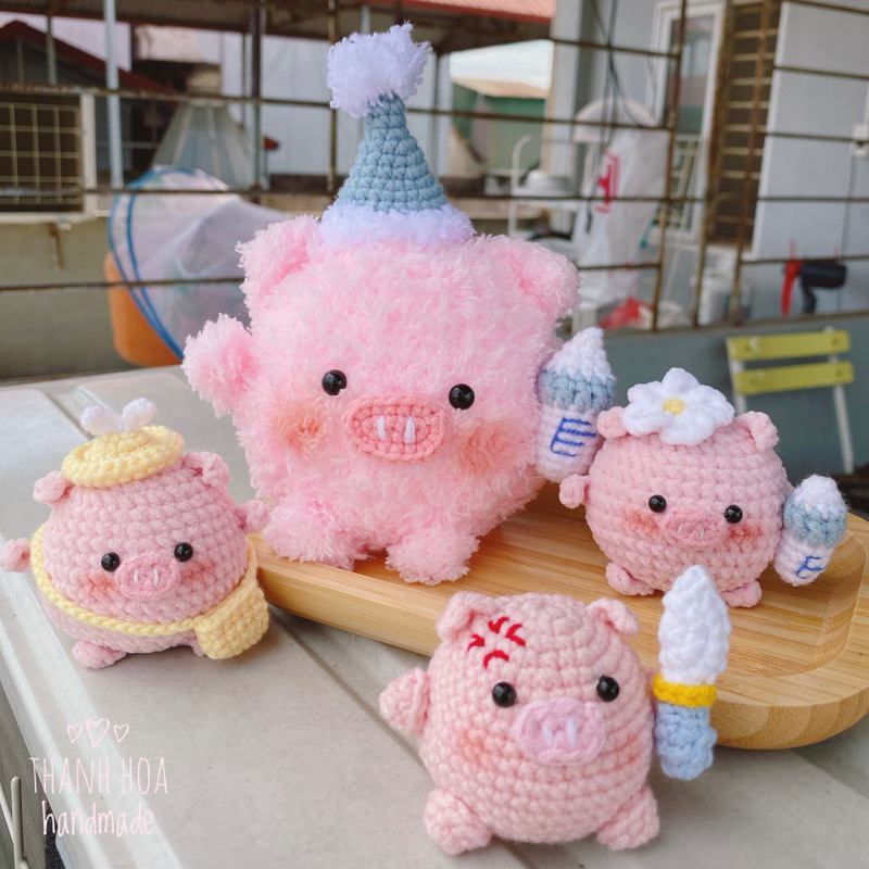 Heo hồng bằng len, Heo handmade