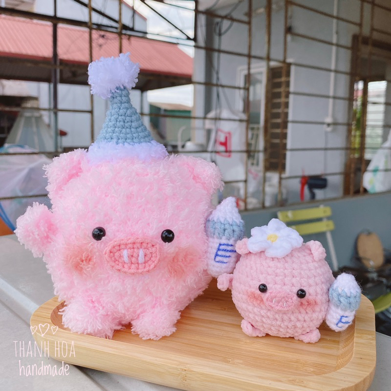 Heo hồng bằng len, Heo handmade