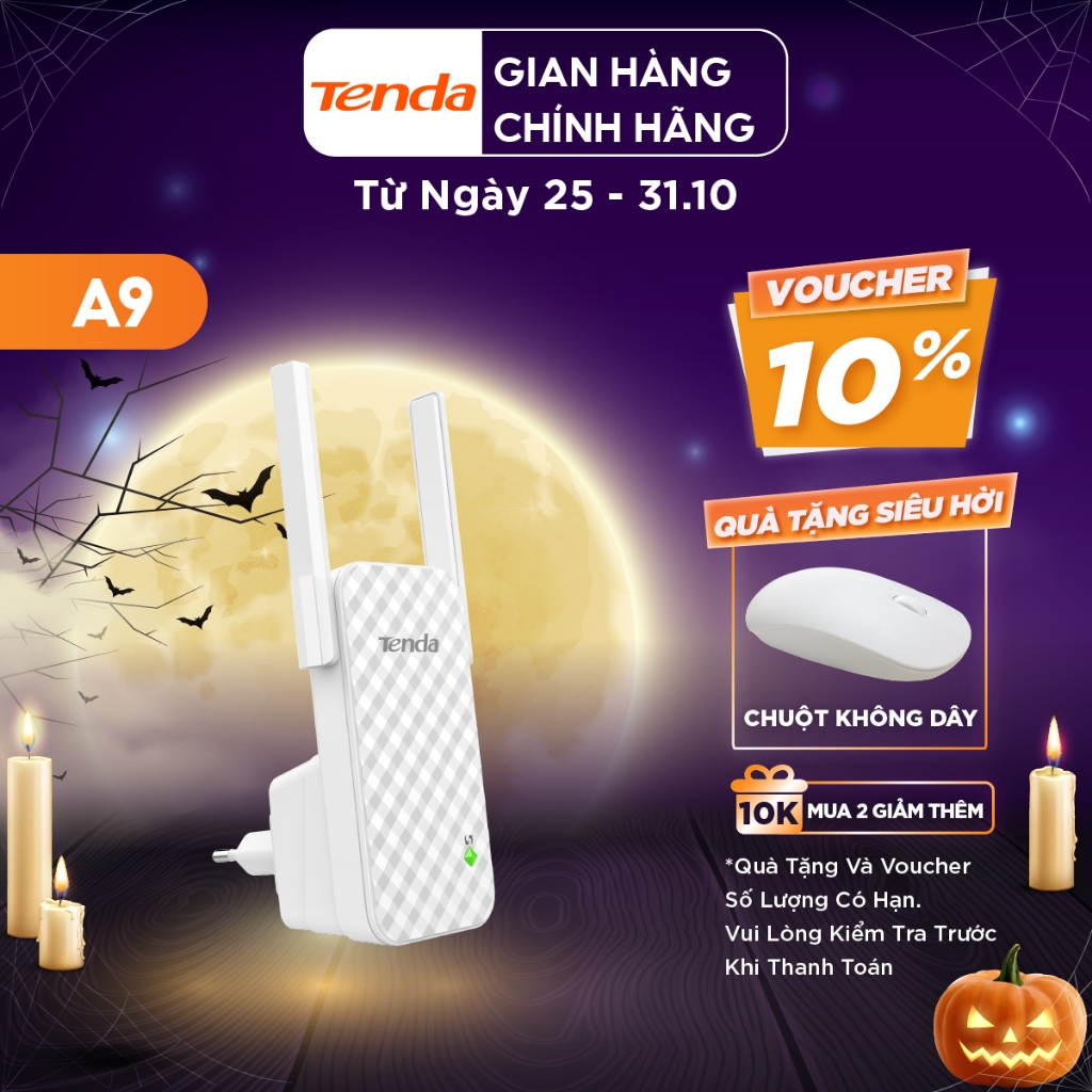 Tenda Bộ kích sóng Wifi A9 Chuẩn N 300Mbps - Hãng phân phối chính thức