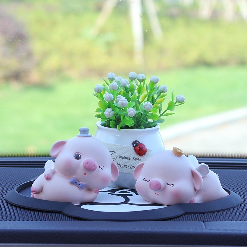 Phụ Kiện Trang Trí Ô Tô Set 6 Heo Dễ Thương Decor Taplo Xe Hơi Oto Chất Liệu Thạch Cao Bóng Cao Cấp Giá Rẻ