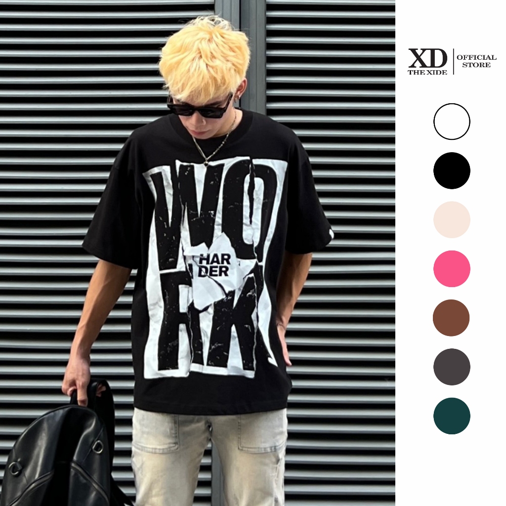 Áo thun nam The Xide áo phông nam nữ unisex in hình WORK form rộng chất cotton 2 chiều định lượng 250gr co giãn