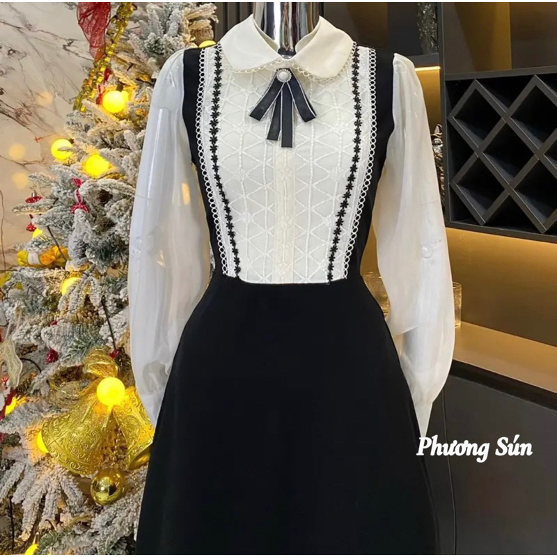 Đầm phối nơ sang chảnh phong cách hàn quốc