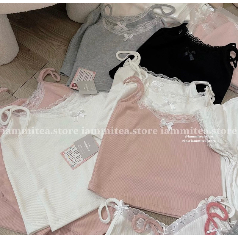 Áo Hai Dây Viền Ren Phối Nơ Chất Thun Gân Co Gĩan YUMI BÁN SỈ | BigBuy360 - bigbuy360.vn