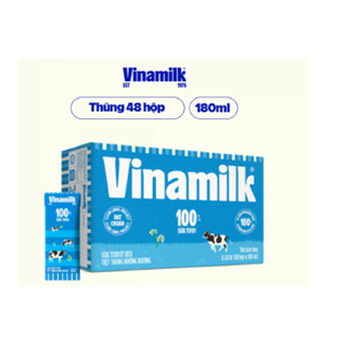 Sữa tươi Vinamilk Tách Béo 180ml không đường - Thùng 48 hộp