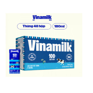  Thùng 48 hộp sữa tiệt trùng Vinamilk 100% Sữa Tươi ít đường 180ml 