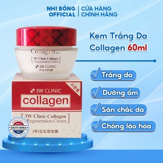 Kem Dưỡng Trắng Da Săn Chắc Chống Lão Hóa Collagen Regeneration Cream 3w Clinic Hàn Quốc 60g Giúp Da Trắng Sáng Mềm Mịn