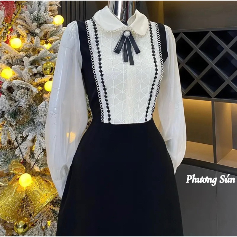 Đầm phối nơ sang chảnh phong cách hàn quốc
