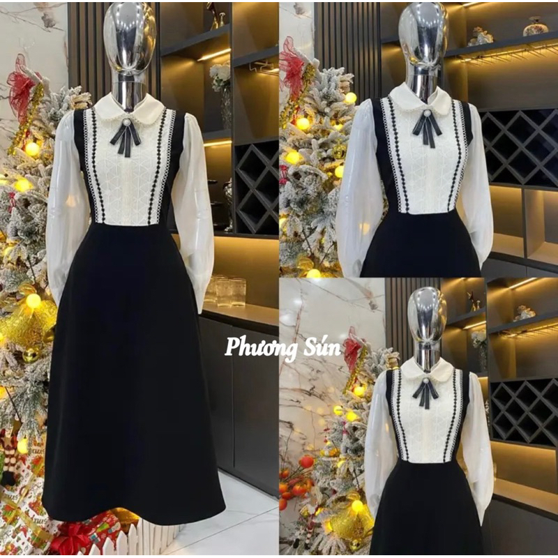 Đầm phối nơ sang chảnh phong cách hàn quốc