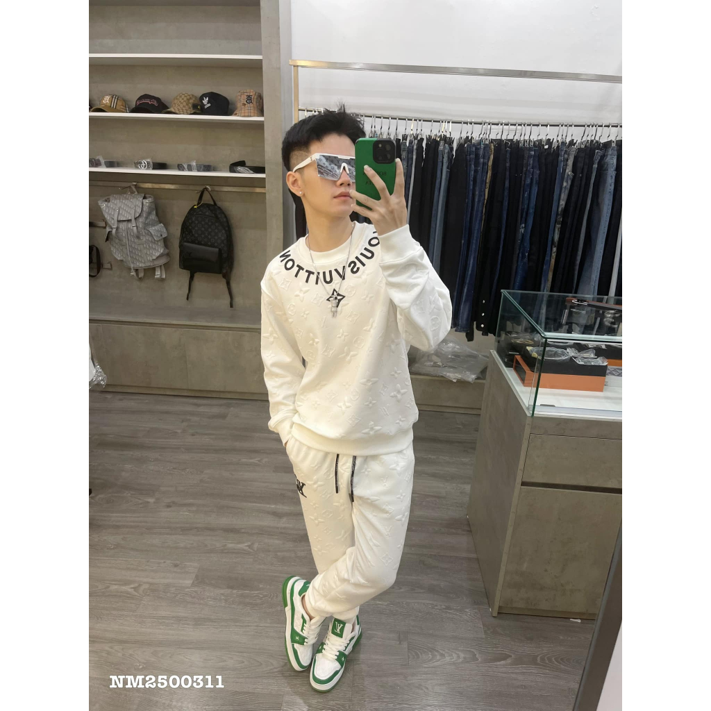 BỘ thể thao thu đông vân nổi - Bộ nỉ dài tay chữ thêu thời trang nam nữ