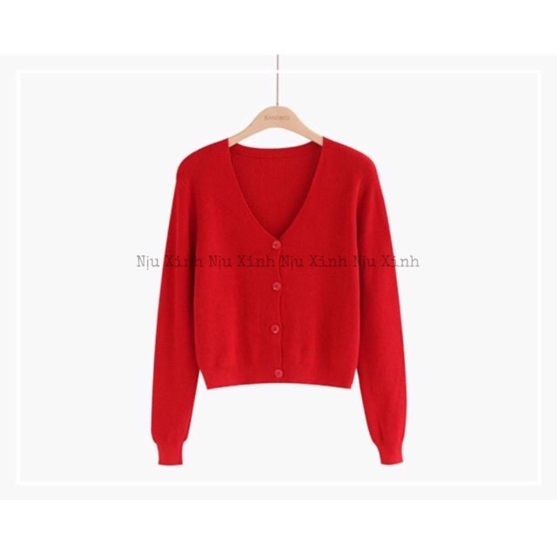 Áo khoác len nhẹ croptop màu đỏ