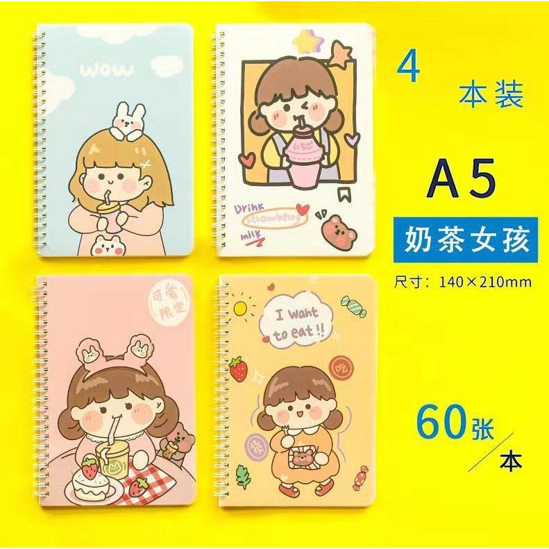Sổ gáy lò xo A5 hoạt hình dễ thương 120 trang