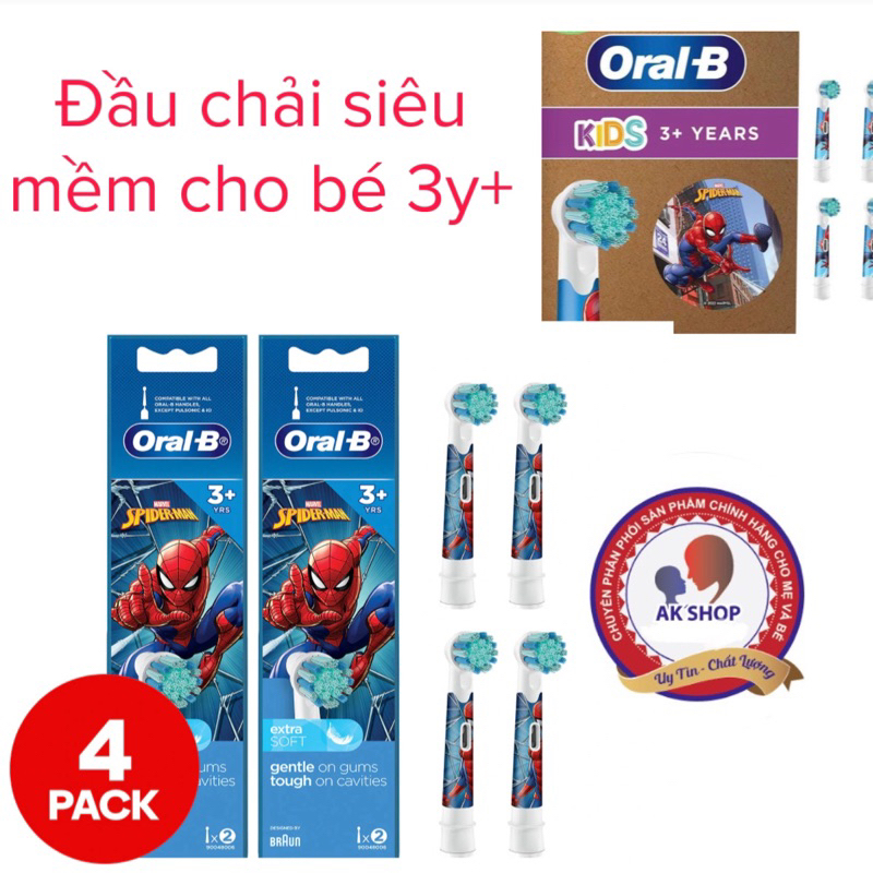 Chính hãng Đầu thay thế bàn chải điện bé trai Oral B spiderman