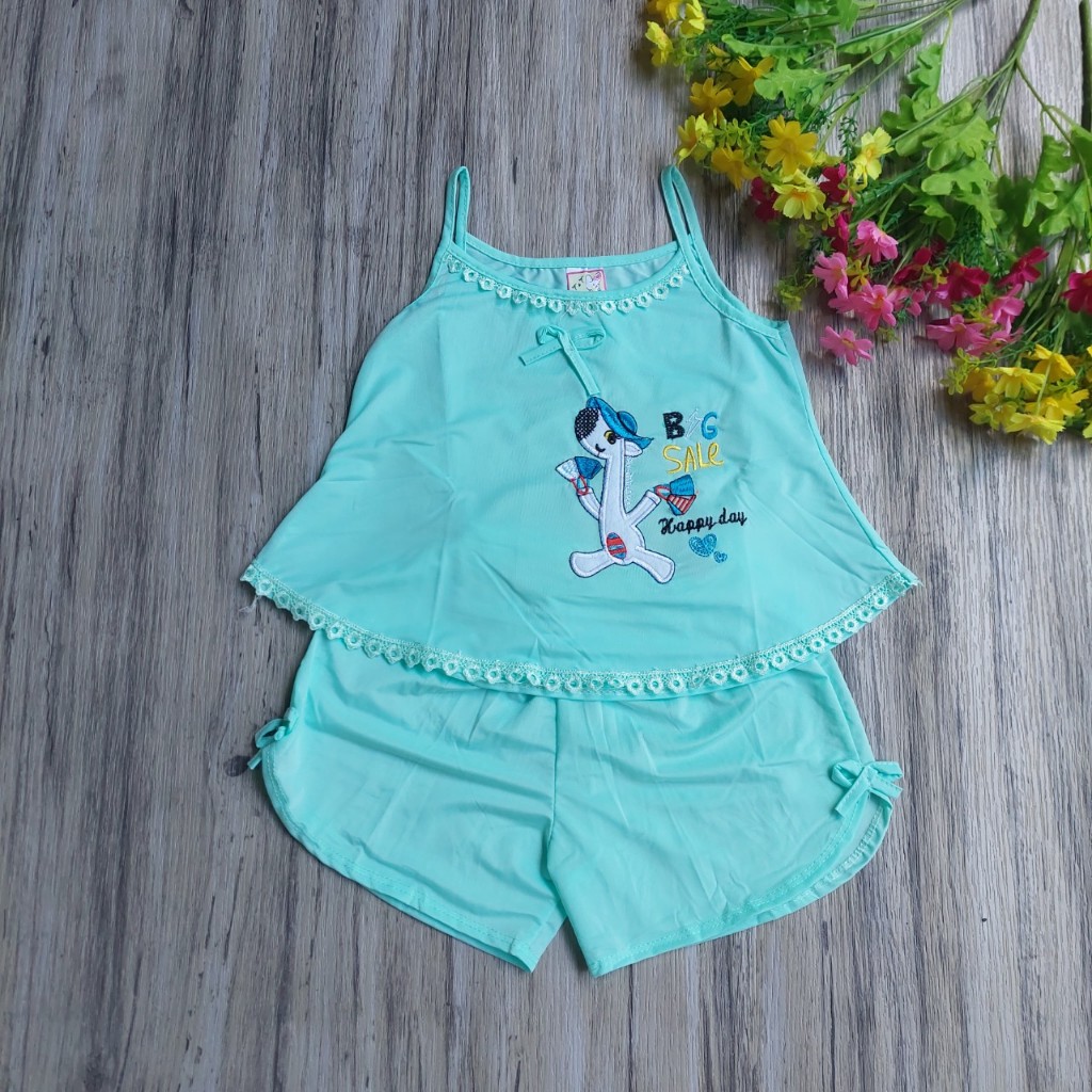 115k COMBO 3 bộ 3 màu đồ bộ thun lạnh dây phối ren cho bé gái từ 8-17kg NOVA SHOP