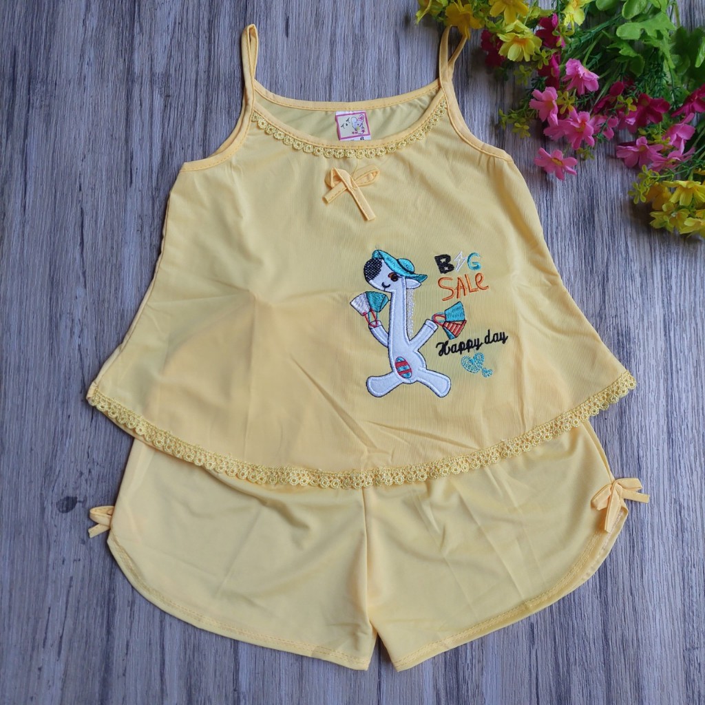 115k COMBO 3 bộ 3 màu đồ bộ thun lạnh dây phối ren cho bé gái từ 8-17kg NOVA SHOP