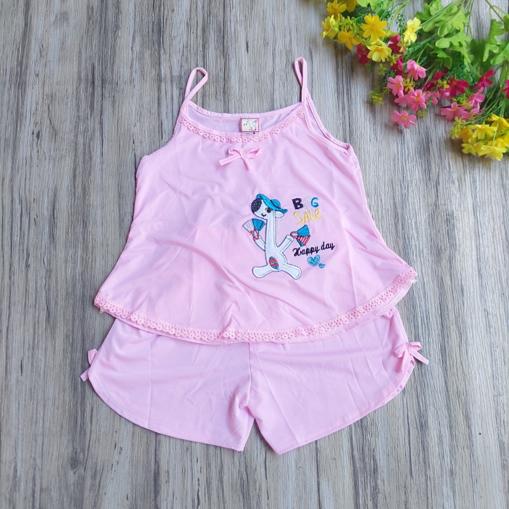 115k COMBO 3 bộ 3 màu đồ bộ thun lạnh dây phối ren cho bé gái từ 8-17kg NOVA SHOP