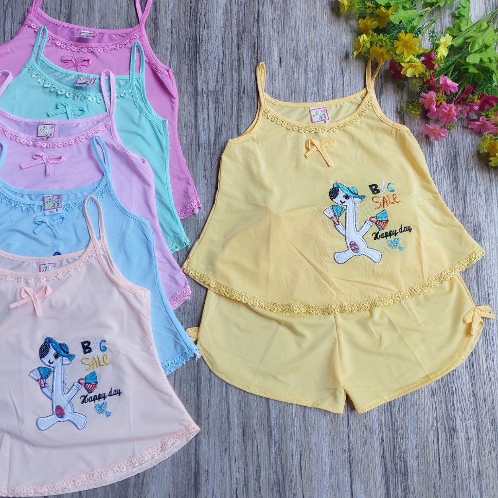 115k COMBO 3 bộ 3 màu đồ bộ thun lạnh dây phối ren cho bé gái từ 8-17kg NOVA SHOP